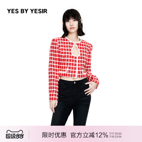 YESBYYESIR鸿运格纹水滴领夹克