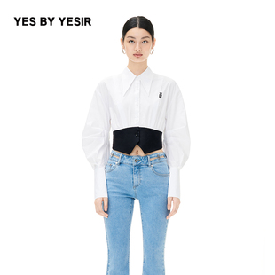 简约剪裁黑白拼接衬衫 YESIR叶谦原创设计师秋新款 YES
