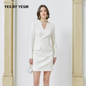 YES 连衣裙 叶谦原创设计师静奢麻花领修身 YESIR2025年秋新款