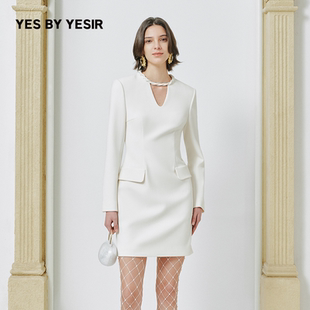 叶谦原创设计师静奢麻花领修身 YESIR2025年秋新款 连衣裙 YES