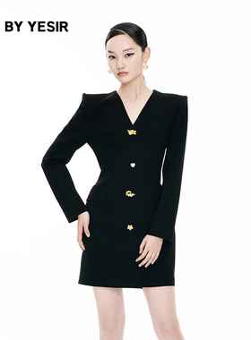 何洁同款YES BY YESIR叶谦原创设计师24春新款龙骑士西装连衣裙