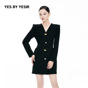 何洁同款YES BY YESIR叶谦原创设计师24春新款龙骑士西装连衣裙