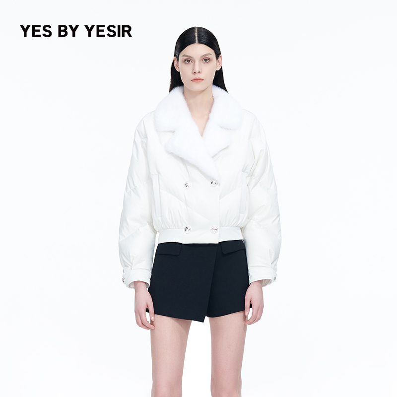 YESBYYESIR毛领拼接羽绒服