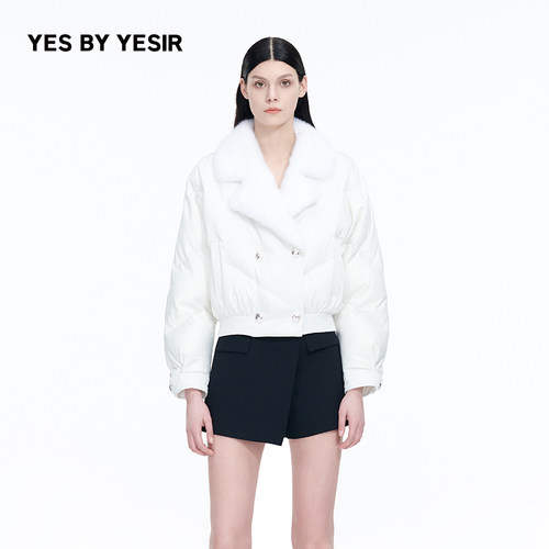 YESBYYESIR毛领拼接羽绒服