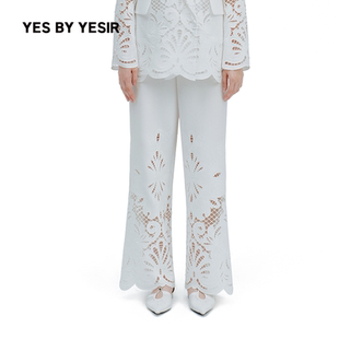 裤 YESIR叶谦原创设计师2026春新款 雕花镂空西裤 子 法式 YES