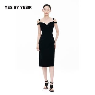 女士黑金名媛派对连衣裙 YESIR叶谦原创设计师夏新款 YES