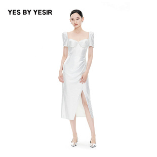 烫银名媛派对开衩连衣裙 YESIR叶谦原创设计师2024春夏新款 YES