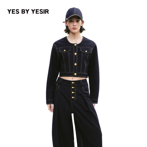 YESBYYESIR海军蓝仿牛仔夹克