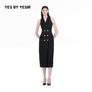 王鸥同款YES BY YESIR叶谦原创秋新款小众羊毛无袖西装连衣裙