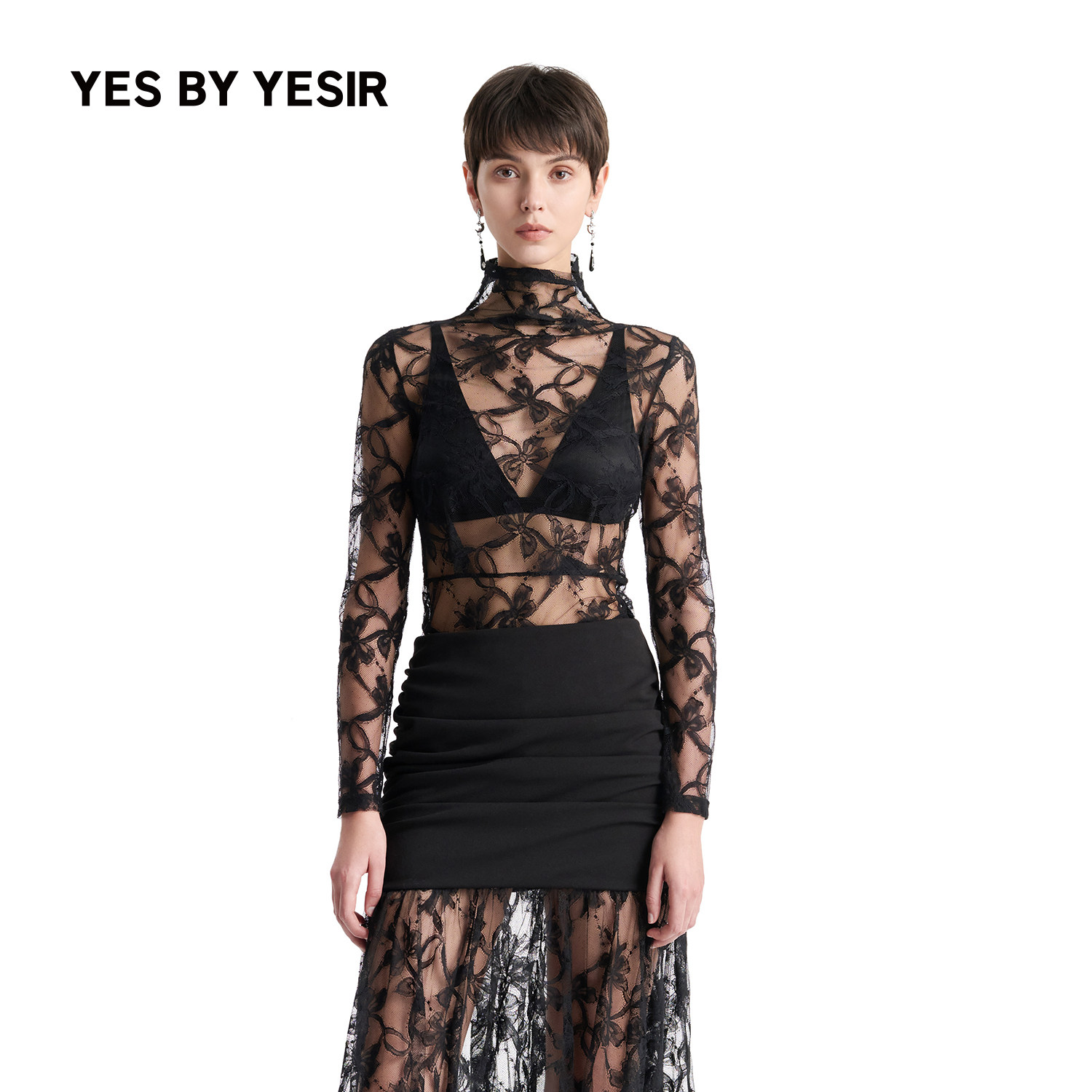 YESBYYESIR秋冬蕾丝透视打底