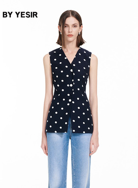 YES BY YESIR叶谦原创设计25年春季新款复古静奢波点马甲套装