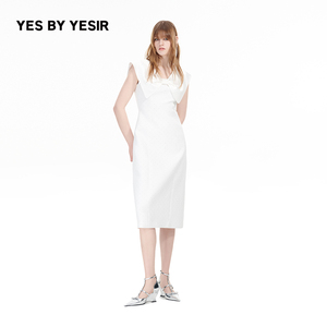陈妍希同款YES BY YESIR叶谦原创新款解构蝴蝶领星钻轻礼服连衣裙