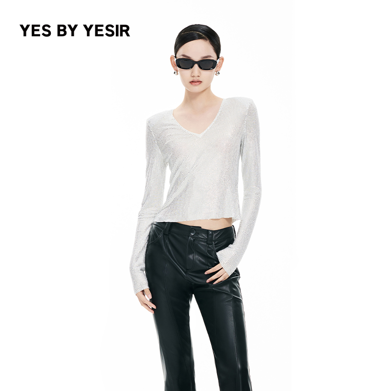 YESBYYESIR星钻v领长袖上衣