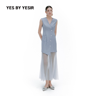 烟花烫钻拼纱西服连衣裙 YESIR叶谦原创设计师2026春夏新款 YES