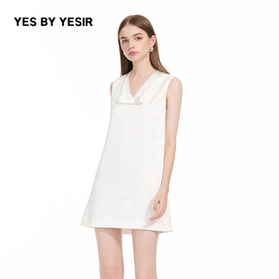 新中式 YESIR叶谦原创设计25夏新款 禅意竹V领蝴蝶结连衣裙 YES