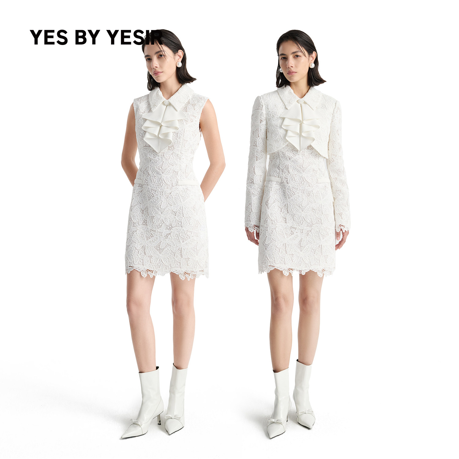 YESBYYESIR蕾丝飘带连衣裙套装