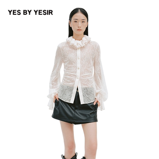 蕾丝皮肤衣拉夫领衬衫 YESIR叶谦原创设计师2026年春新款 YES