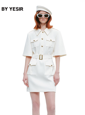 赵今麦同款YES BY YESIR叶谦原创设计25秋新款静奢军旅工装连衣裙