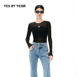 性感超模透视针织套头衫 YESIR叶谦原创设计师秋新款 YES