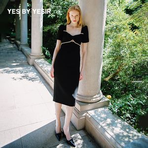 英泽同款YES BY YESIR叶谦原创设计夏新款名媛修身轻奢连衣裙