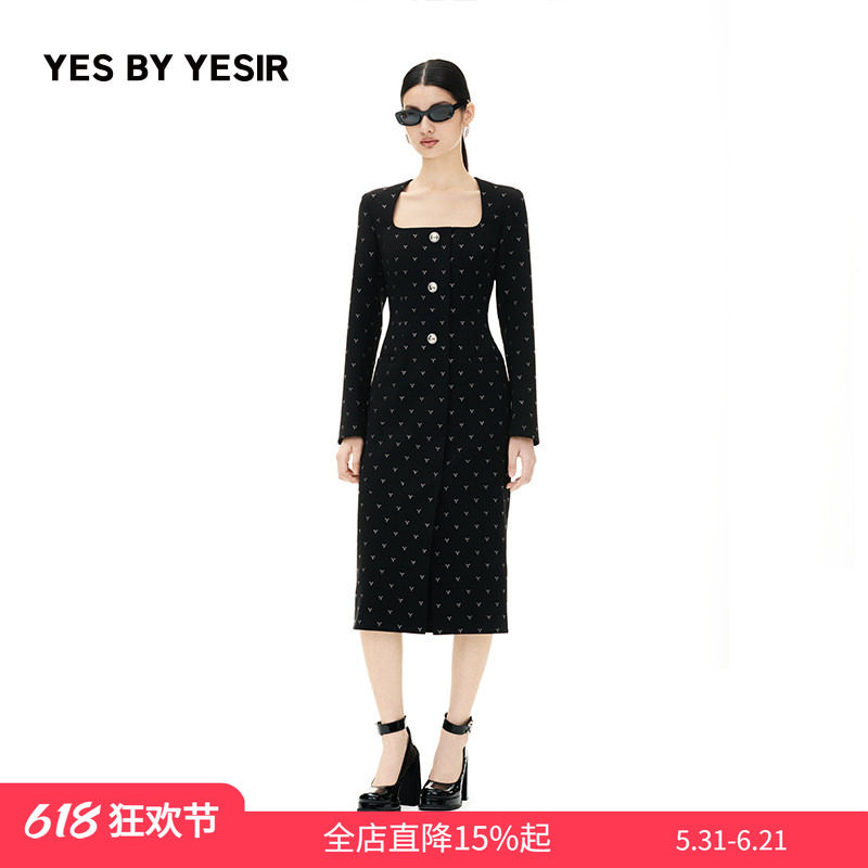 YES BY YESIR叶谦原创设计师秋女士赛博之城波点显瘦连衣裙