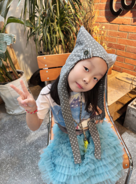 原创设计独家定制圆点猫耳朵纽扣子亲子儿童包头护耳帽春夏秋薄款