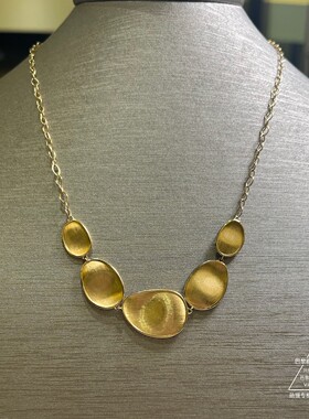 Marco Bicego Lunaria18K金拉丝金叶子项链 巴黎萌猫正品代购