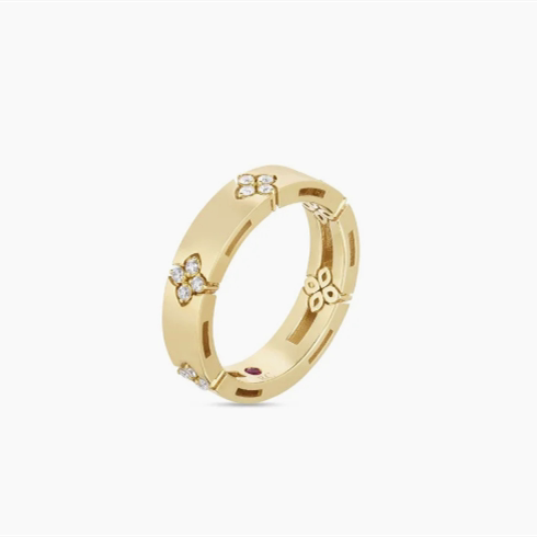 Roberto Coin/珂瑛LOVE IN VERONA光面钻石圆形戒指巴黎萌猫正品