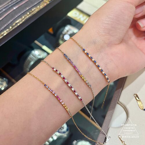 Redline小红绳 Marilyn宝石拼色18K金手链 巴黎萌猫正品代购