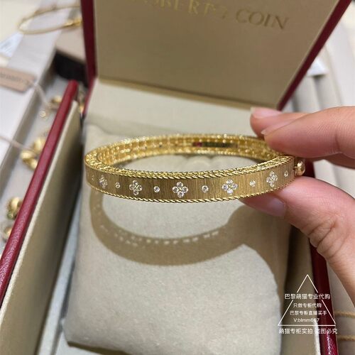 Roberto Coin/珂瑛Princess拉丝钻石18K金手镯巴黎萌猫正品代购