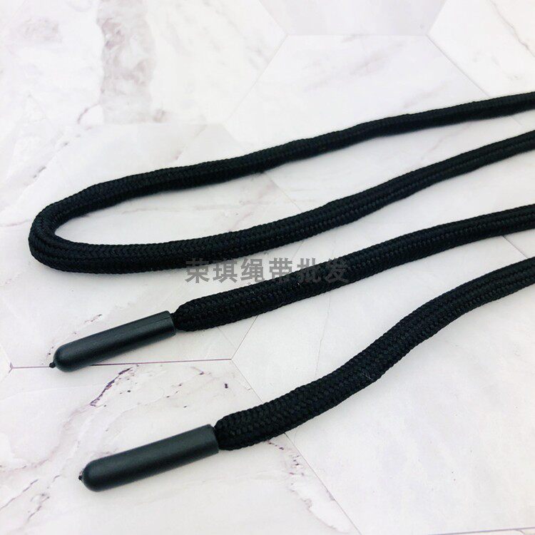卫衣带子帽绳衣服抽绳帽子裤带绳腰绳运动裤纯黑色款胶头多长度