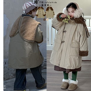 啦芙莱羽绒服2025冬季新款儿童95绒中长款外套男女派克服大衣6391