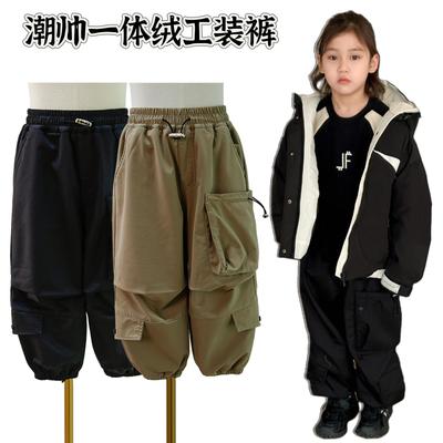 啦芙莱工装裤一体绒休闲裤潮保暖