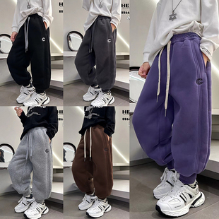 2024冬季 子运动裤 新款 男女宝加厚束脚裤 儿童羊驼绒卫裤 大E小e童装