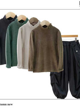 啦芙莱2024冬季新款男女儿童半高领德绒打底衫潮宝内搭亲子装7957