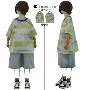 啦芙莱童装2026夏季新款儿童渐变色短袖T恤男女潮宝凉感上衣7565