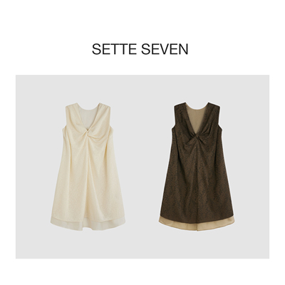 设计感蝴蝶结无袖V领扭结连衣短裙