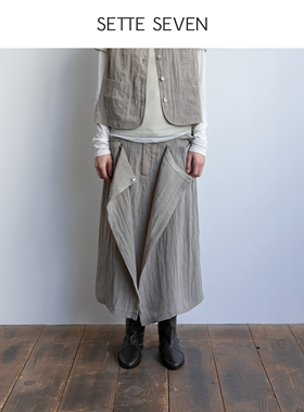 SETTE SEVEN·双层系带直筒型半裙