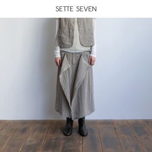 SETTE SEVEN·双层系带直筒型半裙