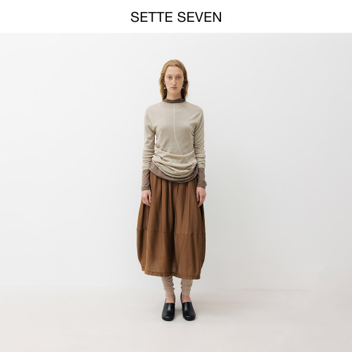 SETTESEVEN圆领薄款长袖打底衫