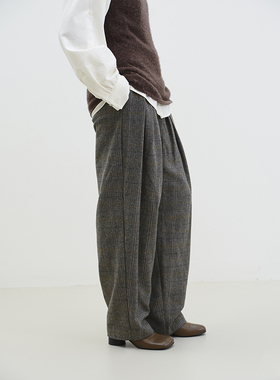 SETTE SEVEN【色织格纹】羊毛混纺垂坠感休闲锥形格子裤1019440