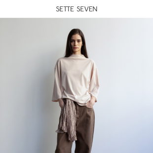 SETTE 极简风T恤 SEVEN·小立领八分袖