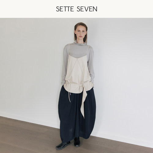 SETTE SEVEN松紧腰花苞半裙女2026秋季高腰显瘦遮胯中长款半身裙