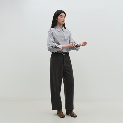 SETTE SEVEN【 立裁廓形】斜纹呢料秋季廓形镰刀裤