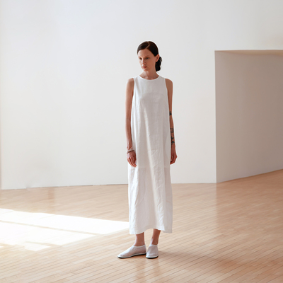 法式无袖白色连衣裙女