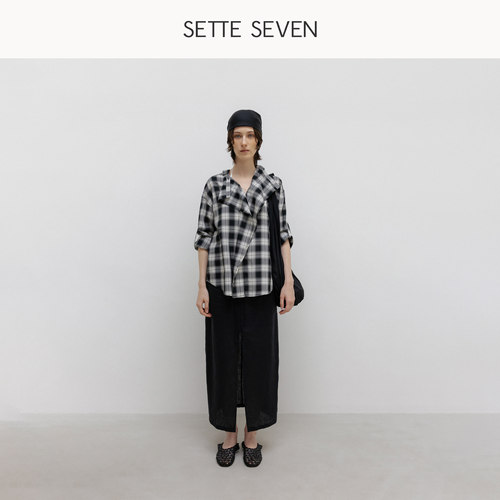 SETTE SEVEN前后两穿开叉半身裙女夏季高腰显瘦直筒长裙子休闲裙