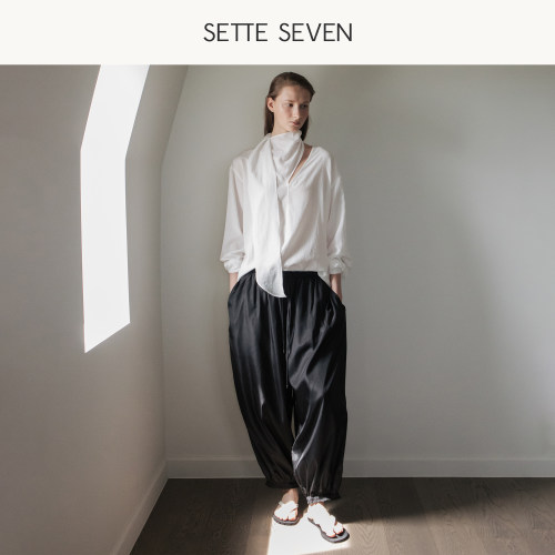 SETTE SEVEN松紧腰束脚裤女2026秋抽绳宽松垂感遮肉显瘦休闲长裤