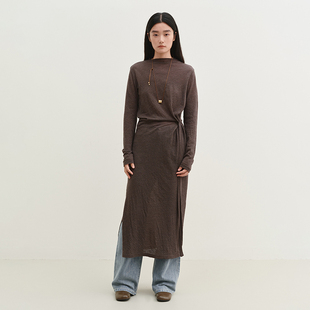 SETTE SEVEN【100%肌理羊毛】透感修身收腰连衣裙叠穿罩裙102434