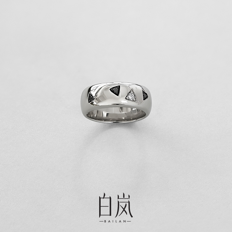 白岚黑白钻戒指钻石珠宝首饰配饰女小众高级轻奢精致饰品QL3737