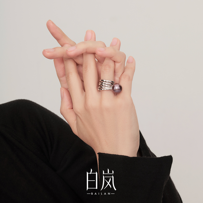 白岚爱迪生珍珠戒指女925银